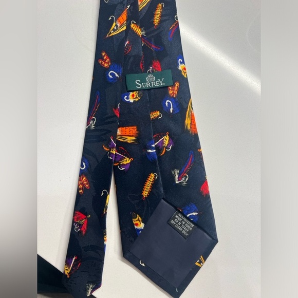 Surrey Men’s Tie with Fishing Lure Print - Picture 3 of 4